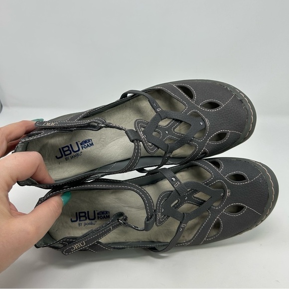 JBU by Jambu Sydney Charcoal Gray Flat T Strap Memory Foam Sandals Size 9 - Picture 10 of 12